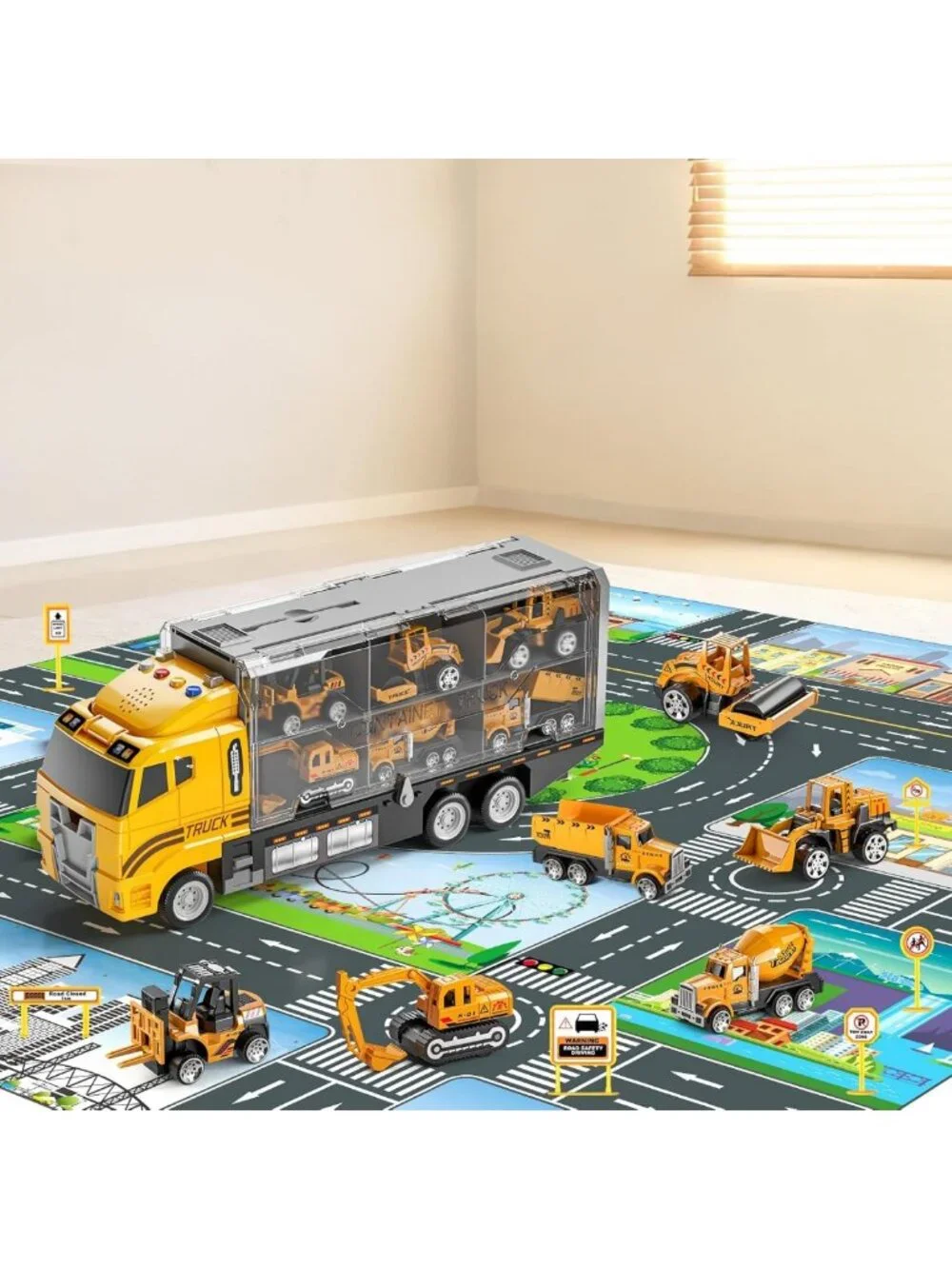 Construction Truck Toy Set for Toddlers with Play Mat & Die-Cast Cars - Perfect